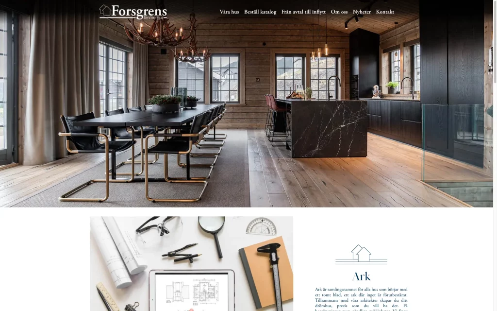 Forsgrens timmerhus - webbplats gjord i WordPress av Niclas Söderberg