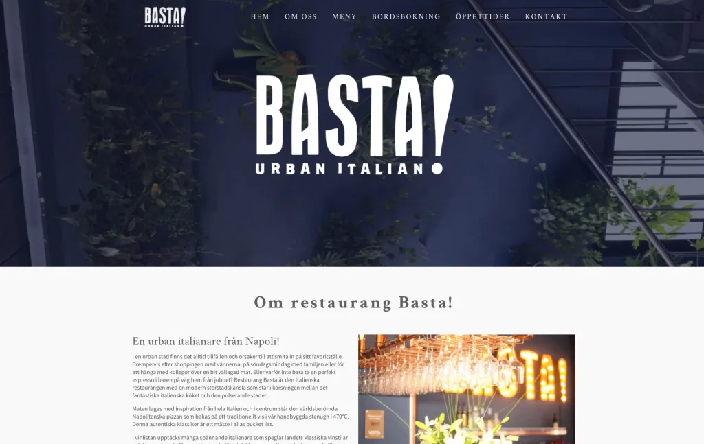 Restaurang Basta - webbplats gjord i WordPress av Niclas Söderberg