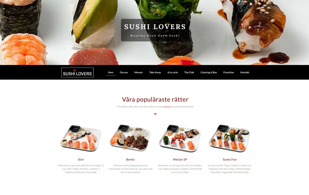 Sushi Lovers - webbplats gjord i WordPress av Niclas Söderberg